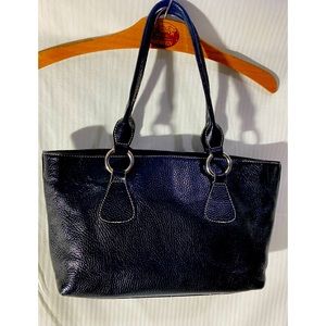 Black leather over shoulder purse